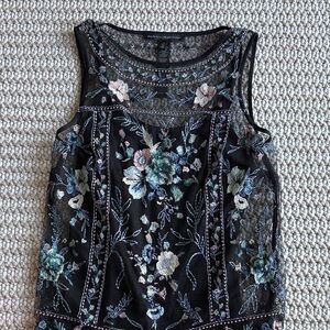 White House Black Market Black Floral Lace Tank Top
